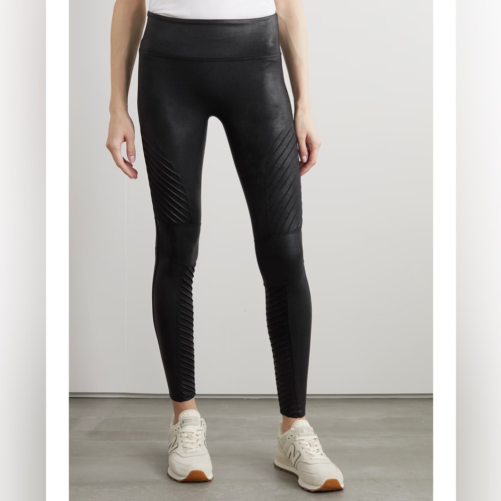 SPANX Black Textured High-Waisted Leggings